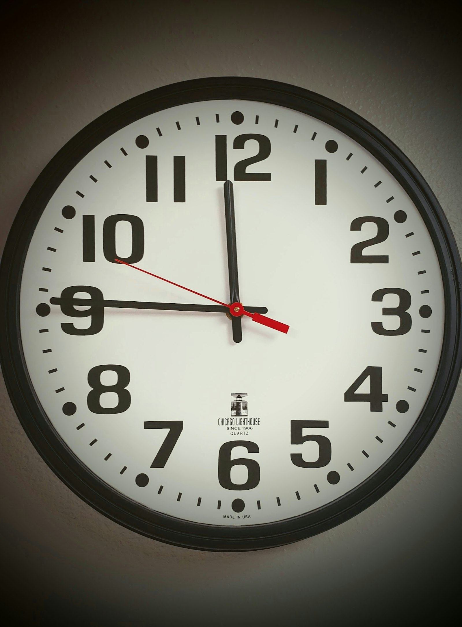 A wall clock, standing in for target timing on a maintenance stage